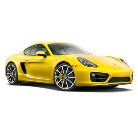 Yellow Porsche sports car on white background