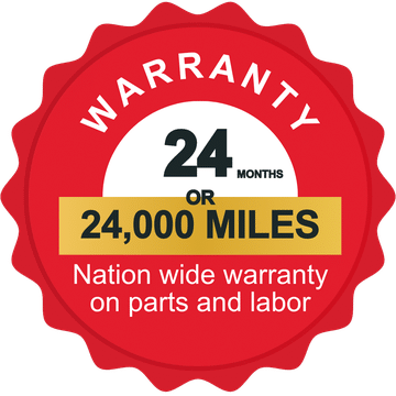 24 month or 24,000 mile nationwide warranty on parts and labor badge